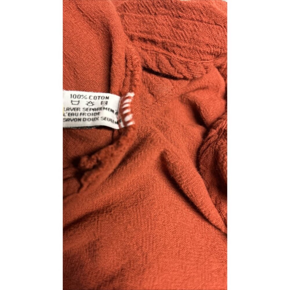 Oh My Gauze 1 Lagenlook Cotton Open Front Top Cage Back Burnt Orange S/M - Picture 5 of 7